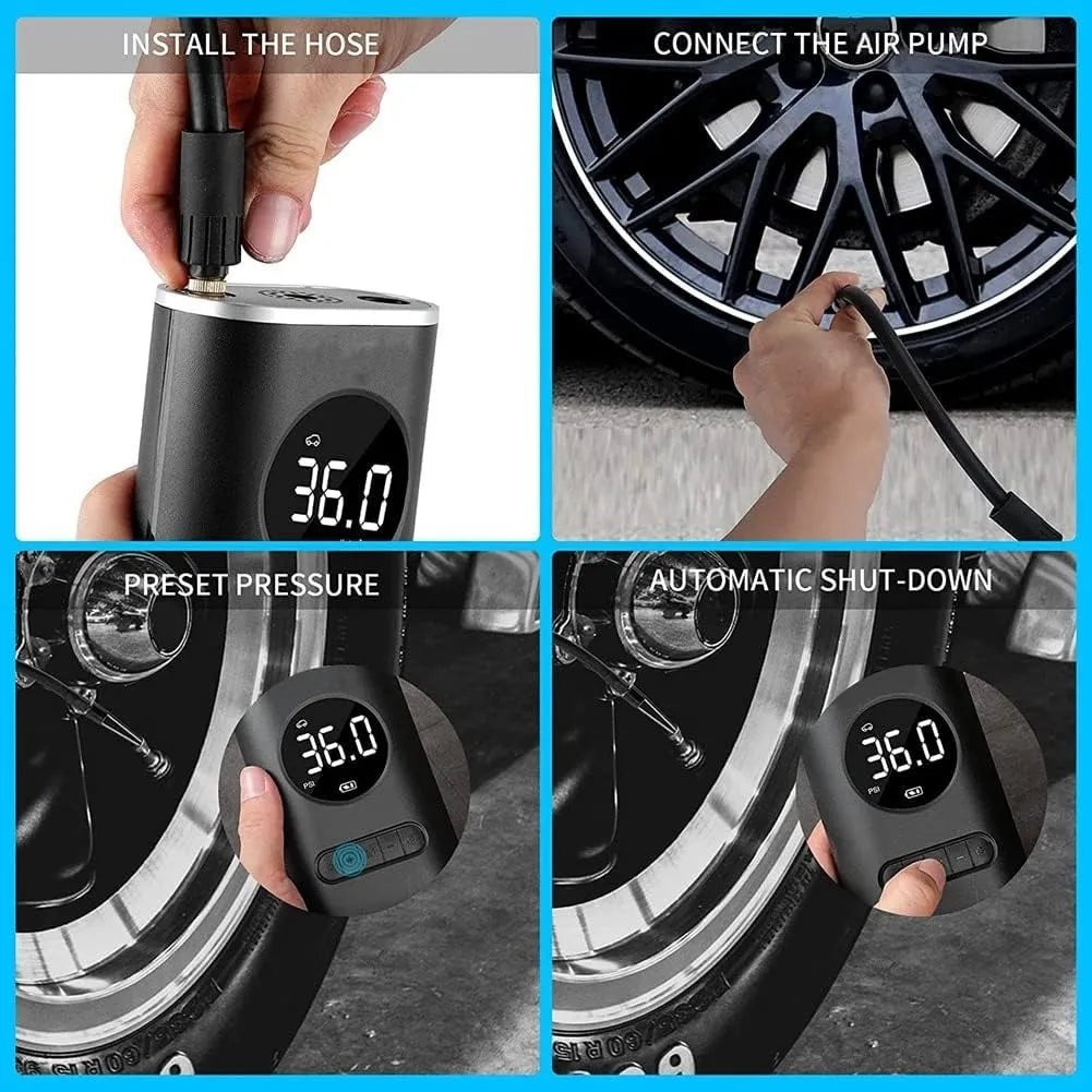 Inflador multiuso recargable. 150 PSI, Portátil y Automático